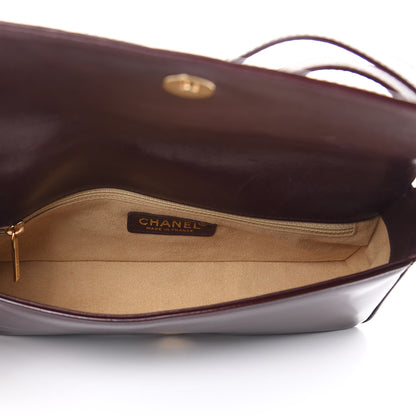 Chanel Patent Chocolate Bar Quilted CC Flap Burgundy 5 of 15