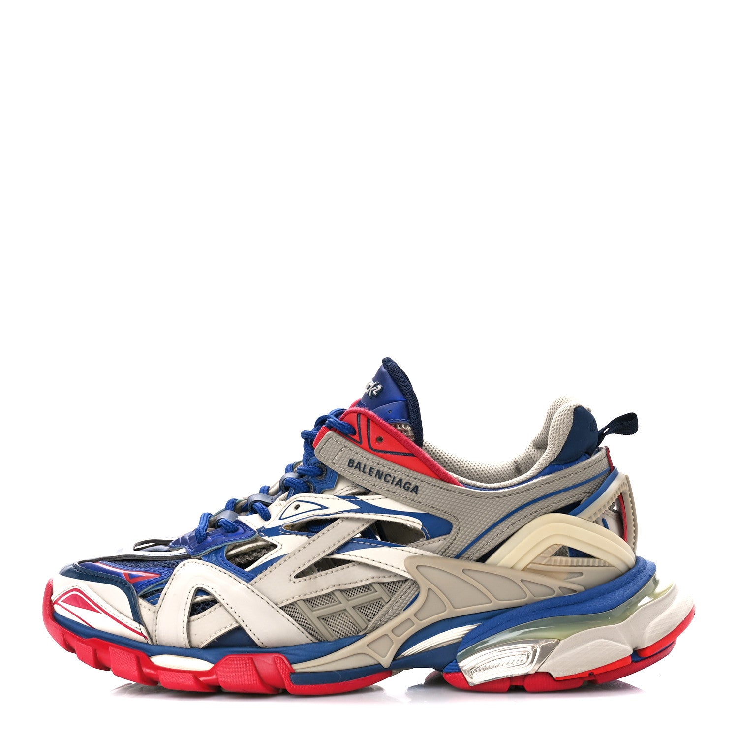 Balenciaga Rubber Mesh Bi-Color Mens Track.2 Open Sneakers 41 Beige Blue Red 1 of 9