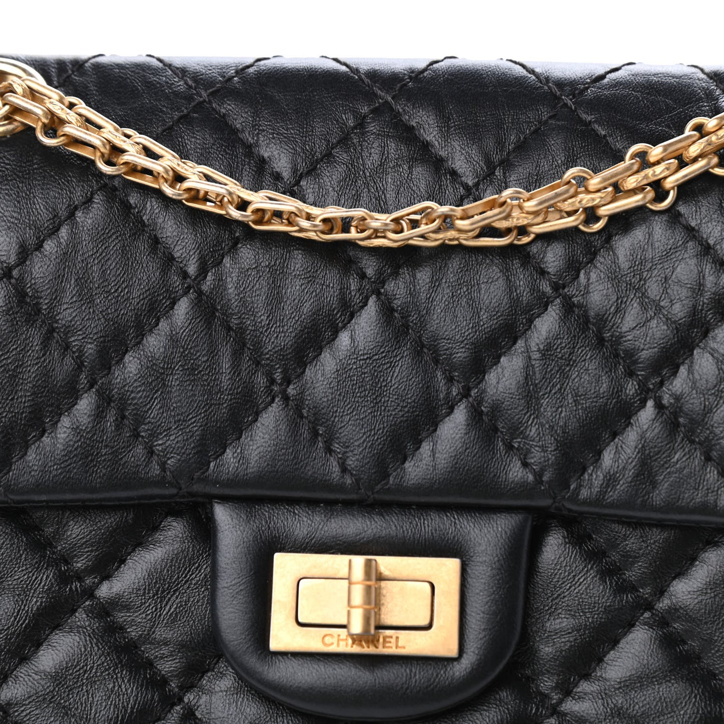 Aged Calfskin Quilted 2.55 Reissue Mini Flap Black