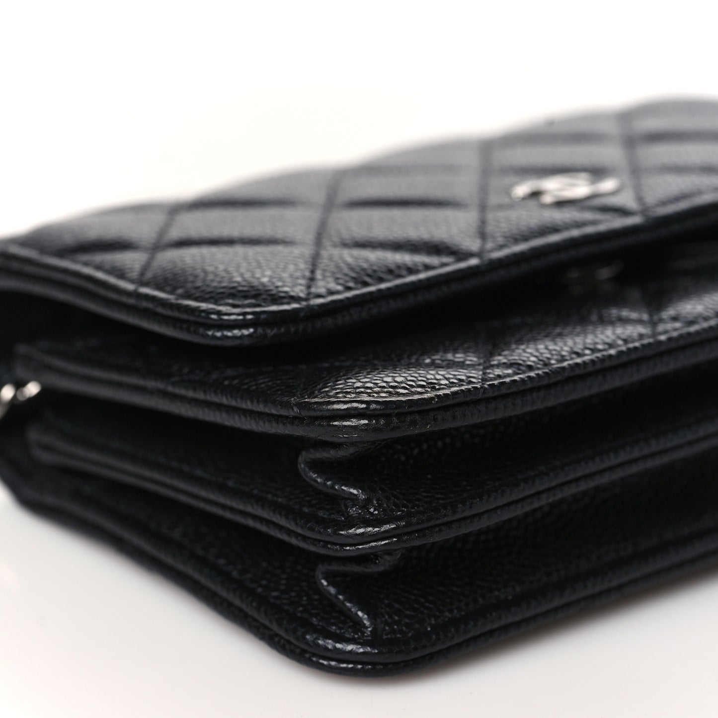 Caviar Quilted Mini Wallet On Chain WOC Black