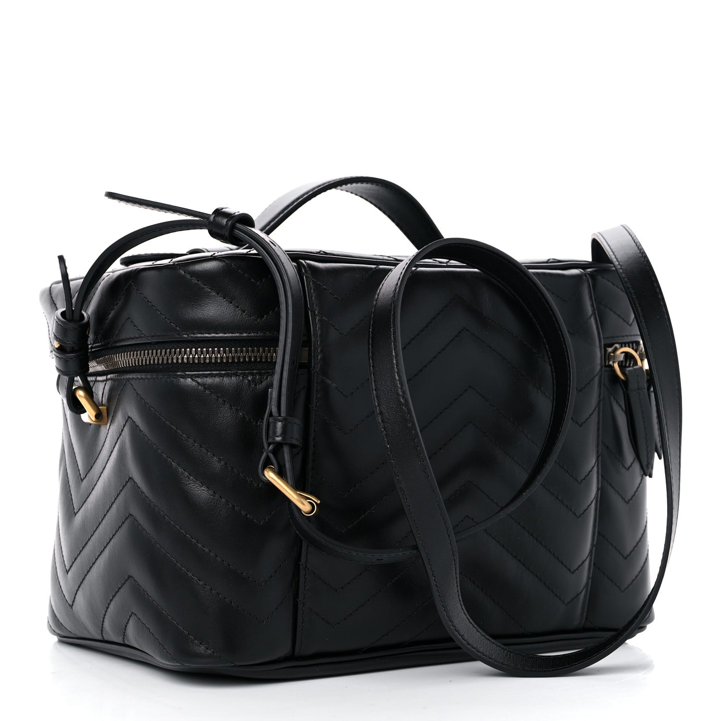 Calfskin Matelasse Large GG Marmont Vanity Cosmetic Case Black