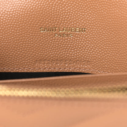 Saint Laurent Grain De Poudre Matelasse Chevron Monogram Envelope Chain Wallet Dune 6 of 8