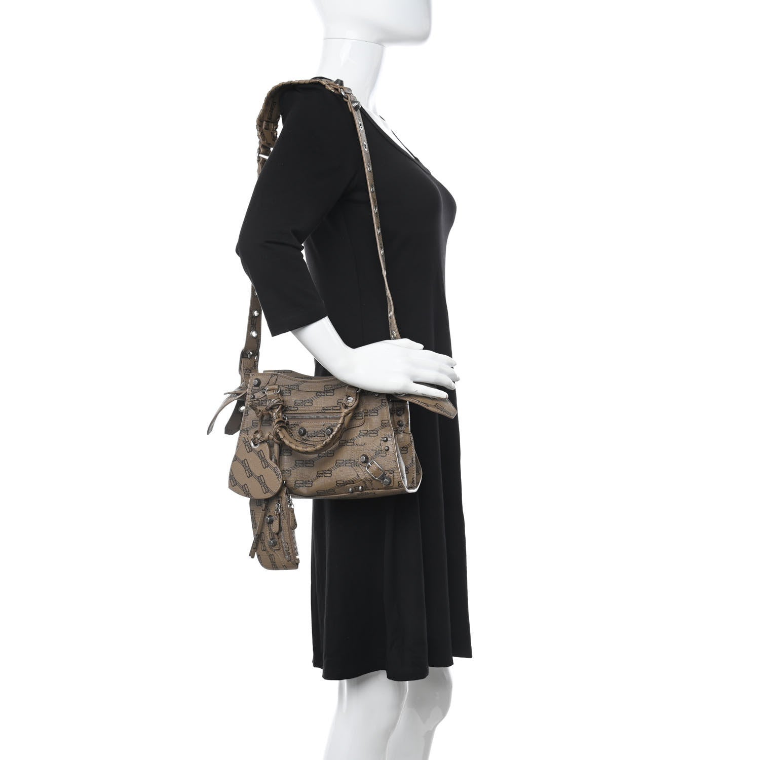Balenciaga Coated Canvas BB Monogram Neo Cagole Handbag XS Beige Brown 2 of 9