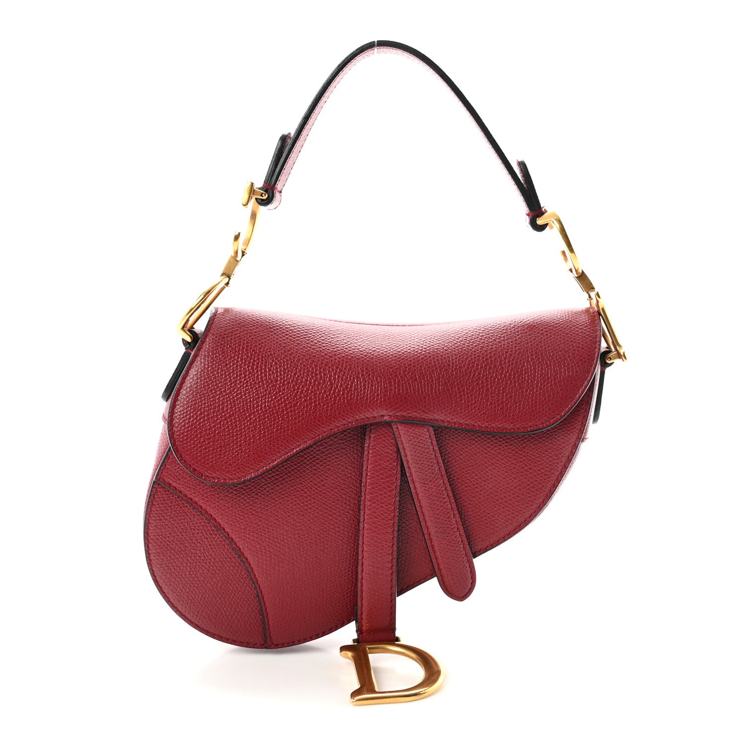 Christian Dior Grained Calfskin Mini Saddle Bag Red 1 of 11