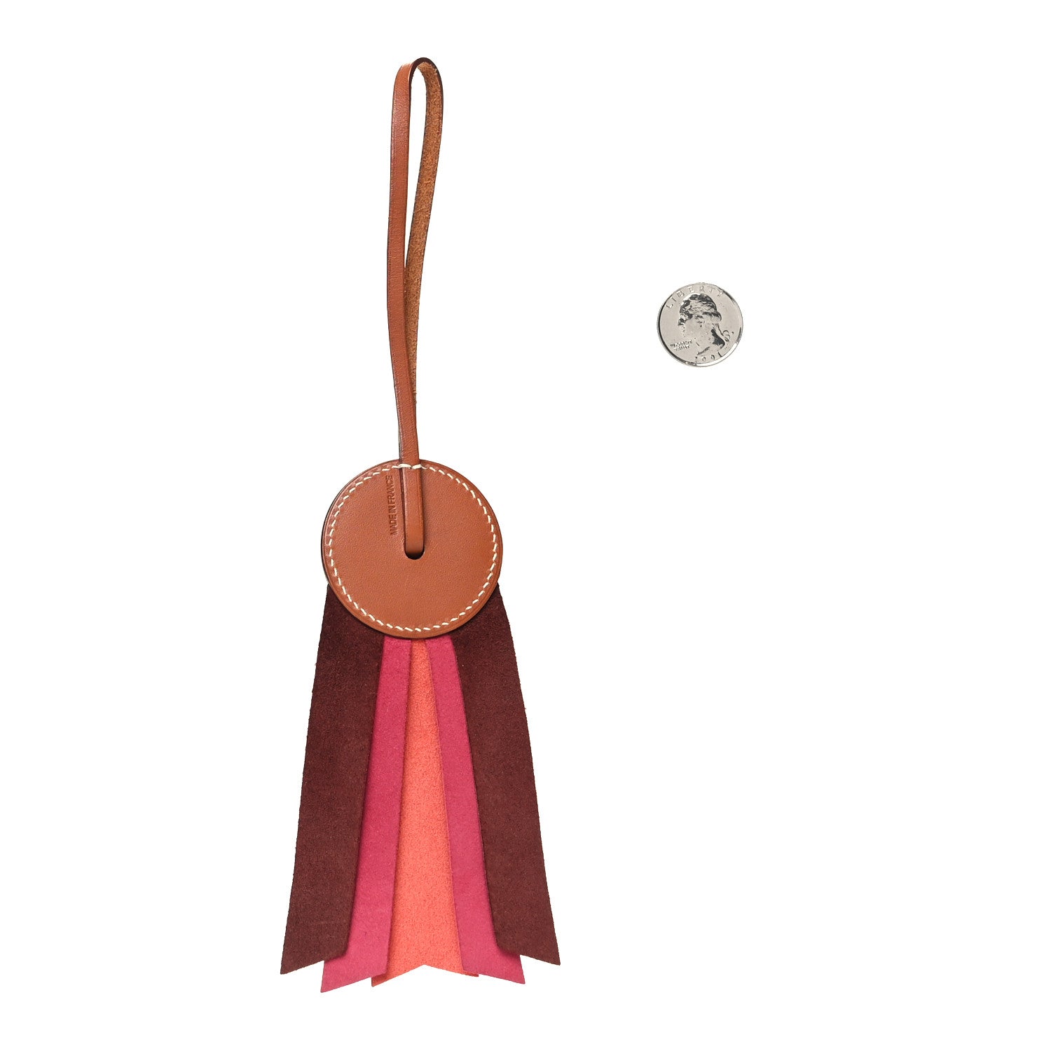 Hermes Vache Hunter Milo Lambskin Paddock Flot Bag Charm Rose Shocking 2 of 3