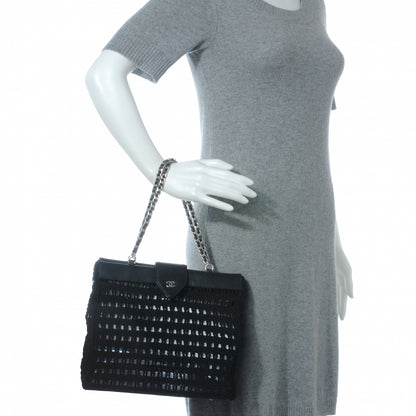 Chanel Woven Crochet Knit Tote Black 2 of 7