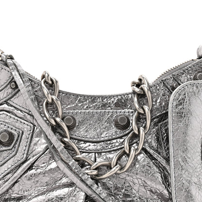 Balenciaga Metallic Agneau Arena Le Cagole Chain Shoulder Bag XS Silver 9 of 13
