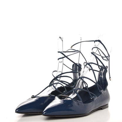 Louis Vuitton Patent Calfskin Cover Girl Flats 38 Navy 3 of 10