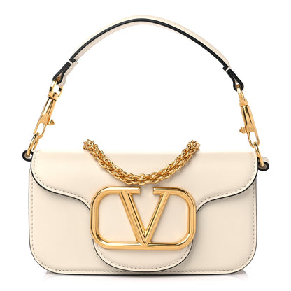 Valentino Garavani Calfskin VLogo Small Loco Shoulder Bag Light Ivory 1 of 9