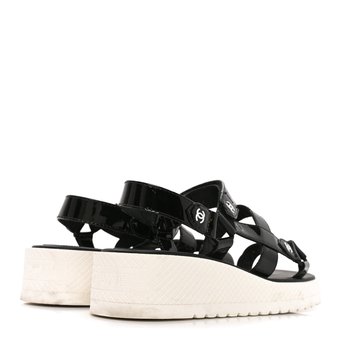 Chanel Patent CC Platform Sandals 36.5 Black 4 of 8
