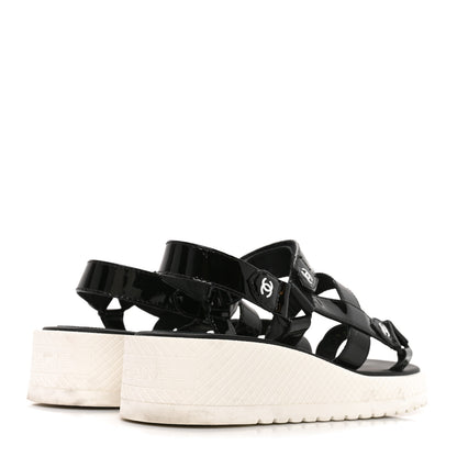 Chanel Patent CC Platform Sandals 36.5 Black 4 of 8