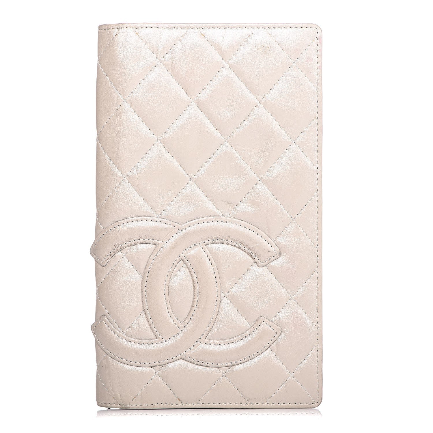 Chanel Aged Calfskin Quilted Cambon Quilted Yen Wallet Pearl 1 of 19