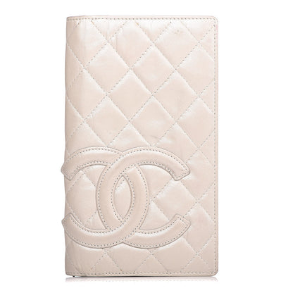 Chanel Aged Calfskin Quilted Cambon Quilted Yen Wallet Pearl 1 of 19