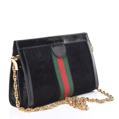 Gucci Suede Patent GG Web Small Ophidia Chain Shoulder Bag Black 3 of 10