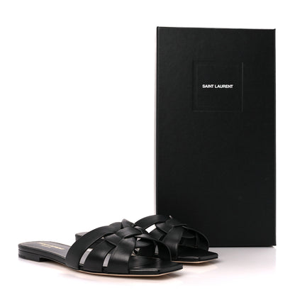 Saint Laurent Calfskin Tribute 05 Slide Sandals 36.5 Black 3 of 9