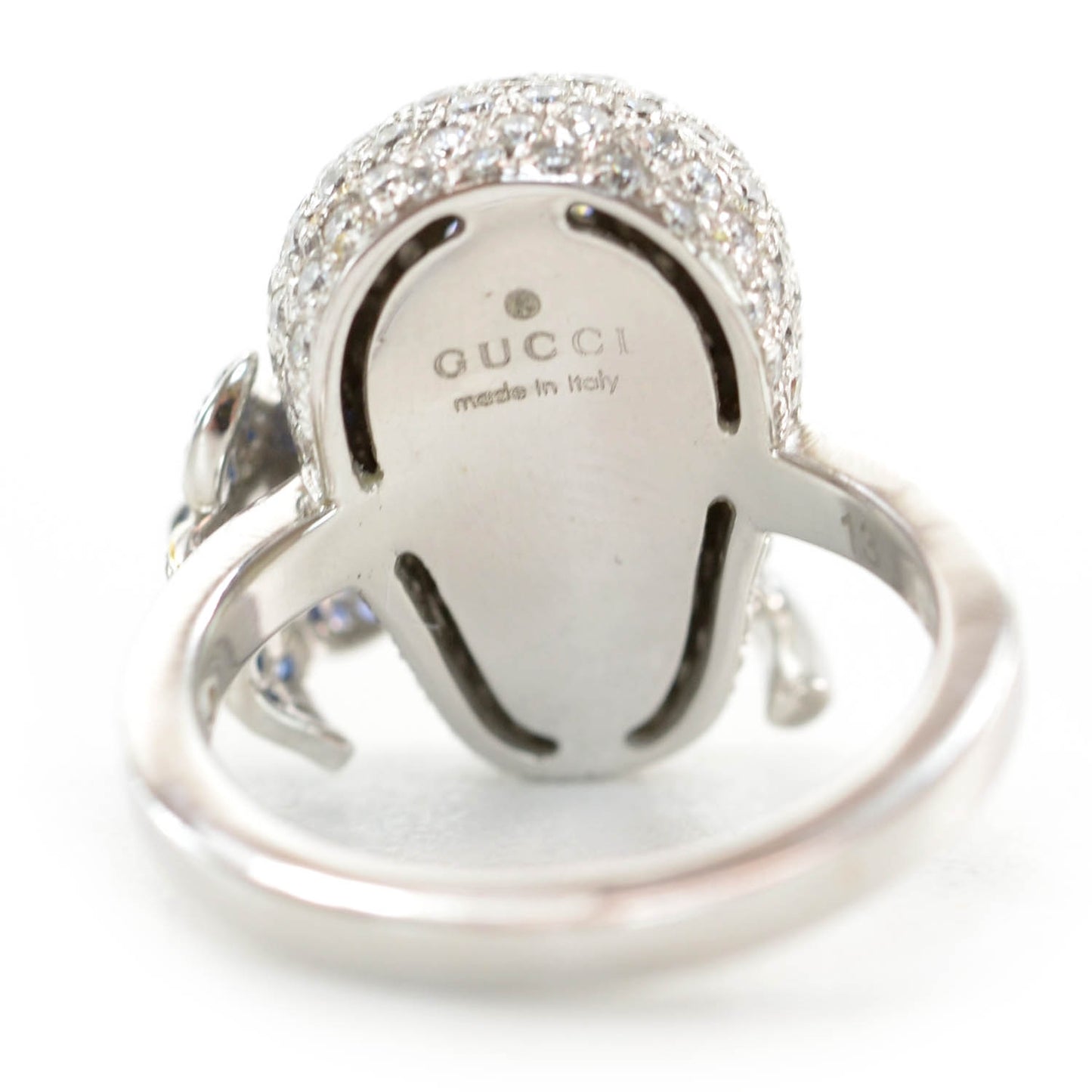 18K White Gold Diamond Sapphire Skull Ring 13 US 7
