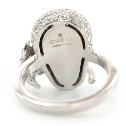 Gucci 18K White Gold Diamond Sapphire Skull Ring 13 US 7 3 of 7