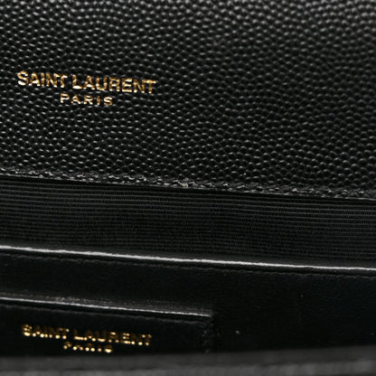 Saint Laurent Grain De Poudre Textured Mixed Matelasse Triquilt Medium Monogram Satchel Black 12 of 19