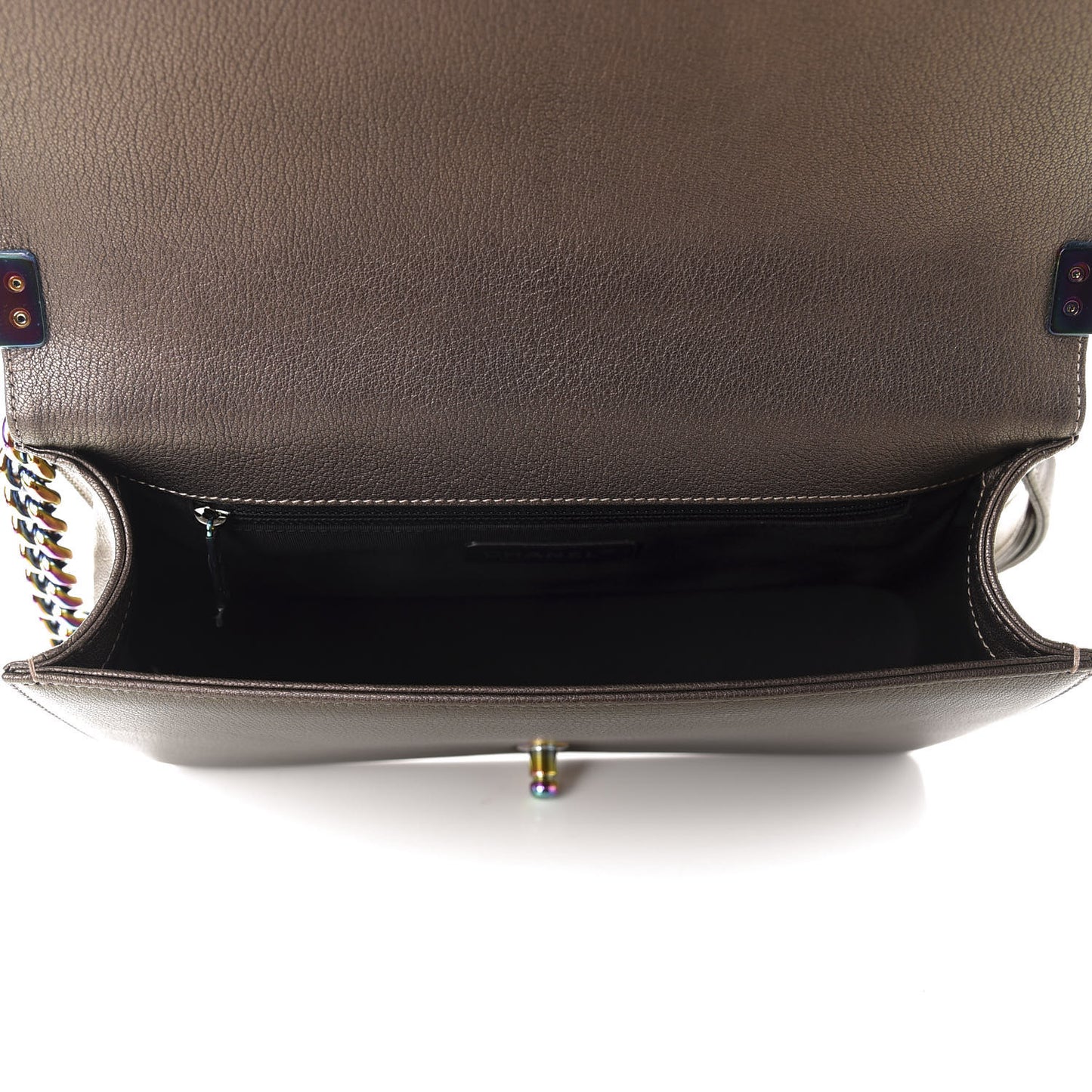 Iridescent Goatskin Quilted New Medium Boy Flap Dark Gold
