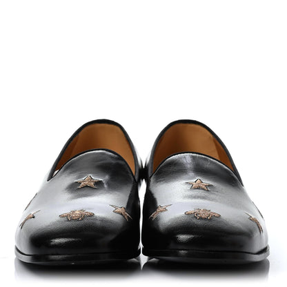 Gucci Calfskin Bee Star Embroidered Mens Slip On Loafers 7 Black 2 of 4
