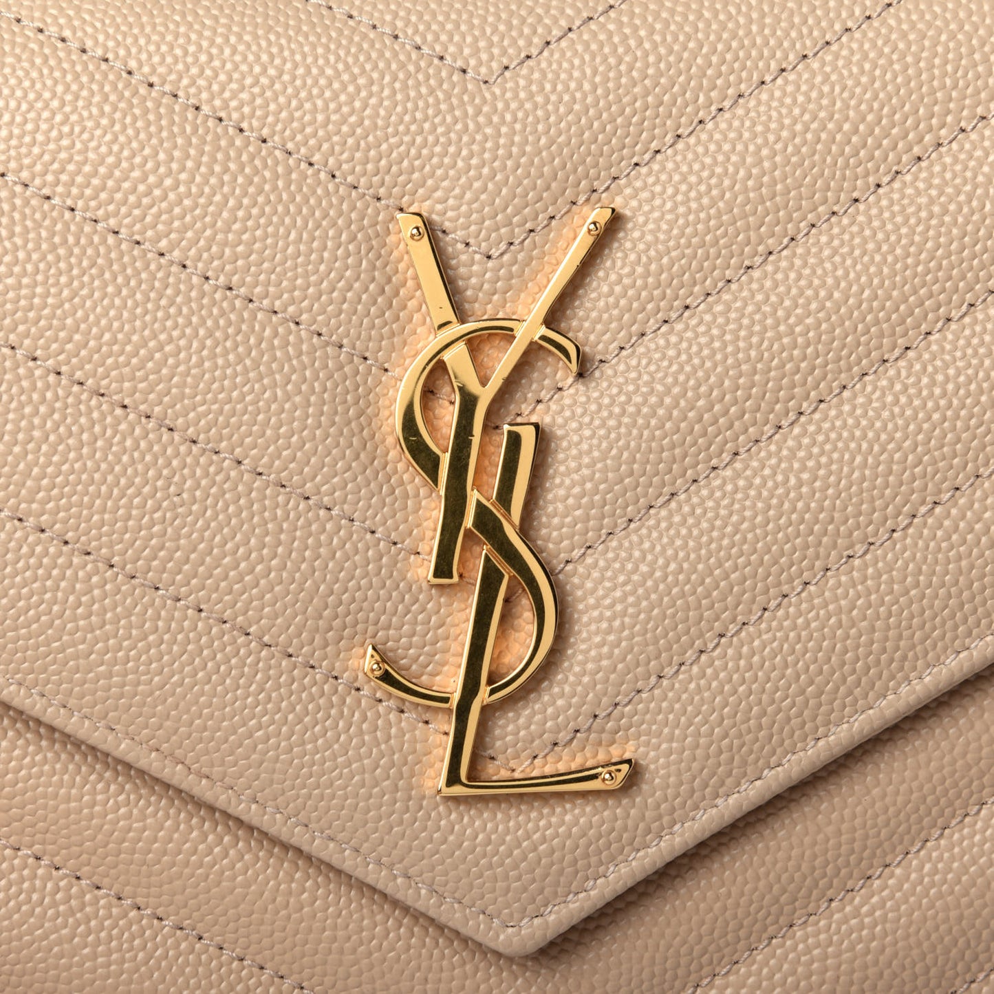 Grain De Poudre Matelasse Chevron Monogram Chain Wallet Nude Powder