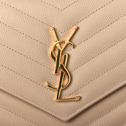 Saint Laurent Grain De Poudre Matelasse Chevron Monogram Chain Wallet Nude Powder 5 of 5