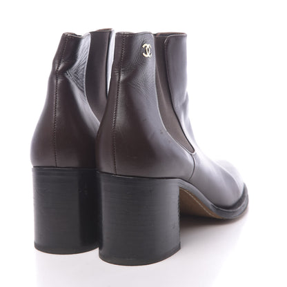 Chanel Glazed Calfskin Short Boots 39 Dark Brown 4 of 9