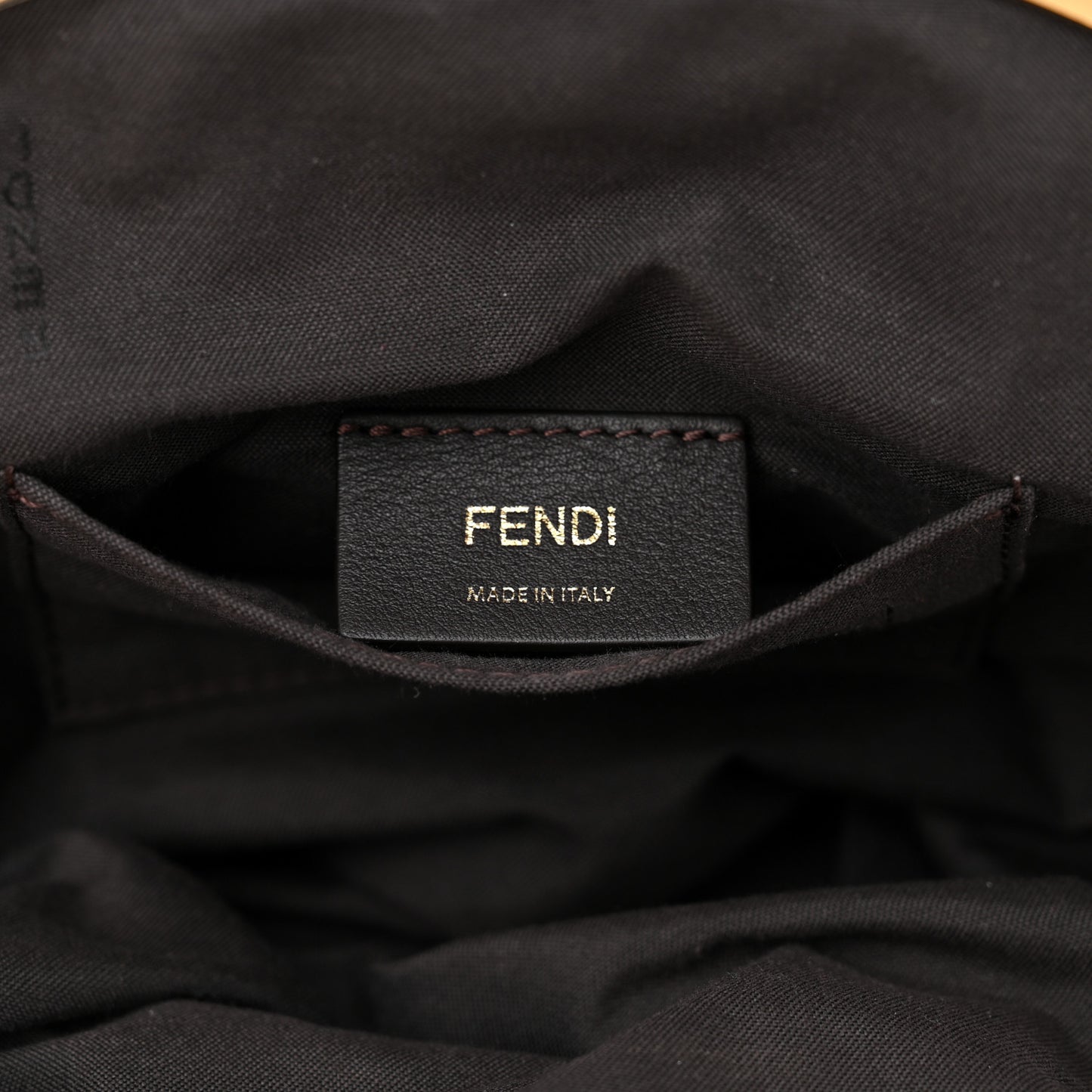 Fabric Jacquard FF Braided Shell Clutch Tobacco