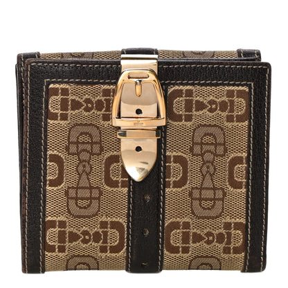 Gucci Horsebit Canvas Buckle Compact Wallet Brown 1 of 19