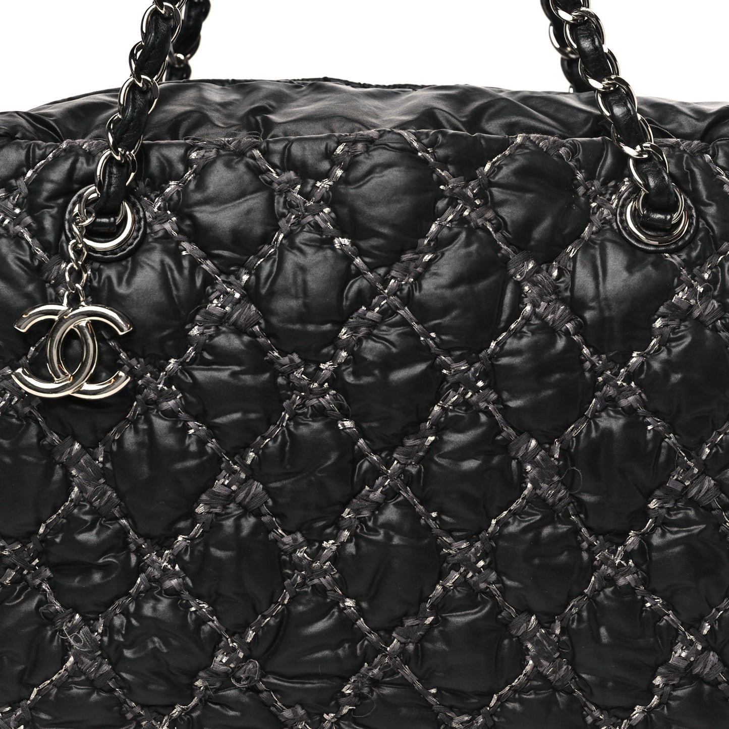 Nylon Quilted Tweed Stitch Bubble Camera Case Black