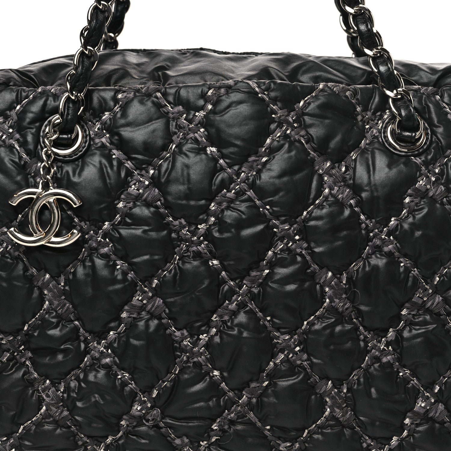 Chanel Nylon Quilted Tweed Stitch Bubble Camera Case Black 8 of 11
