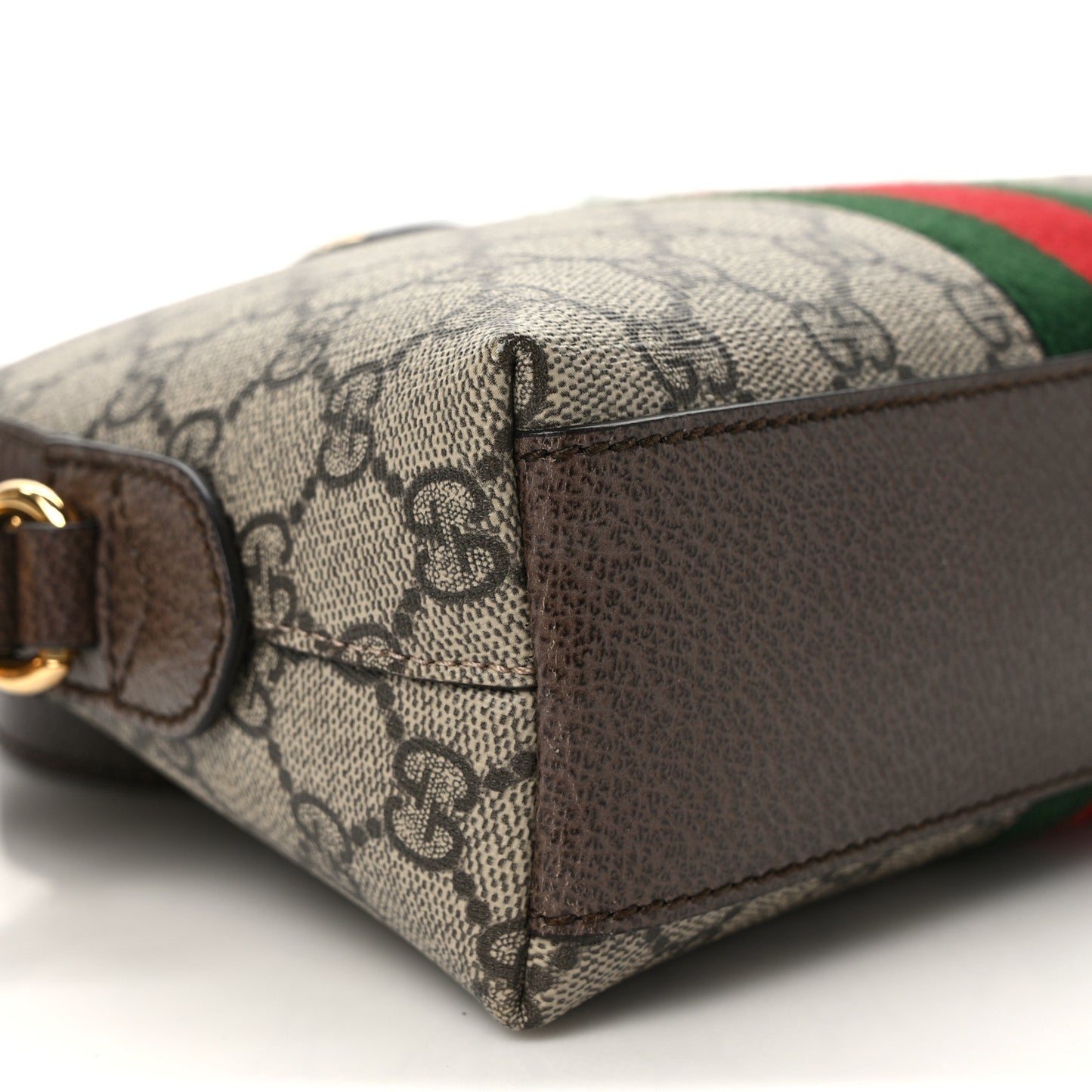 GG Supreme Monogram Textured Dollar Calfskin Web Small Ophidia Dome Shoulder Bag Beige Ebony New Acero