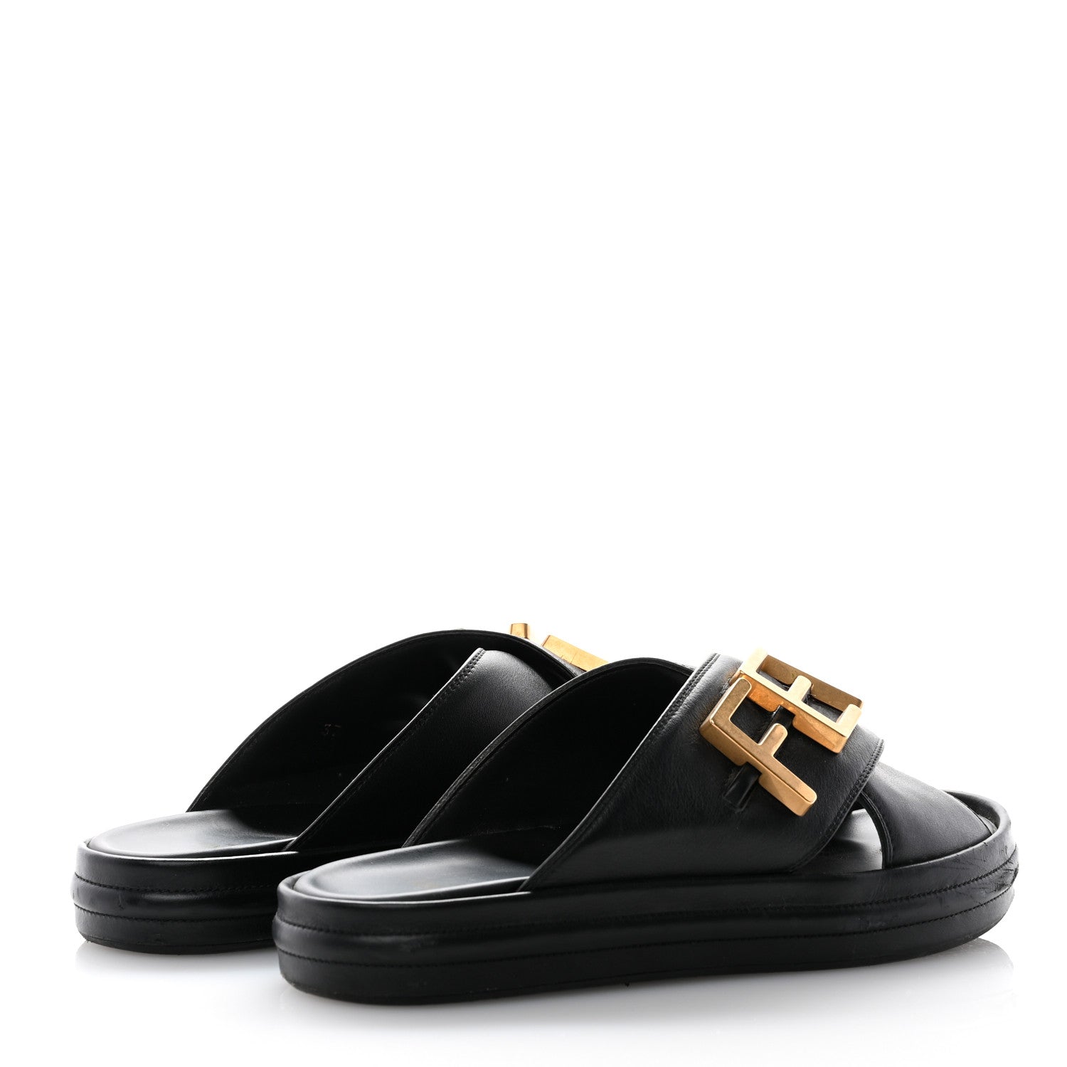 Fendi Vitello Womens Fendigraphy Slide Sandals 37 Black 4 of 12