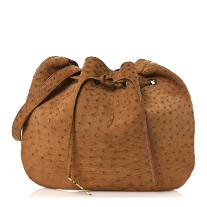 Saint Laurent Ostrich Paris VII Large Flat Hobo Brick 1 of 12