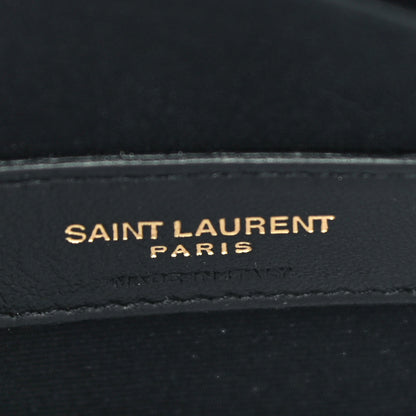 Saint Laurent Grain De Poudre Chevron Monogram Bill Pouch Black 6 of 11