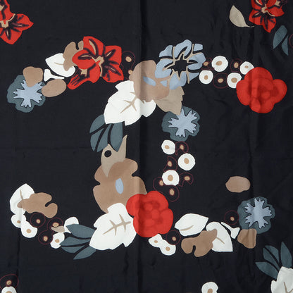Chanel Silk CC Floral Square Scarf Black 1 of 5