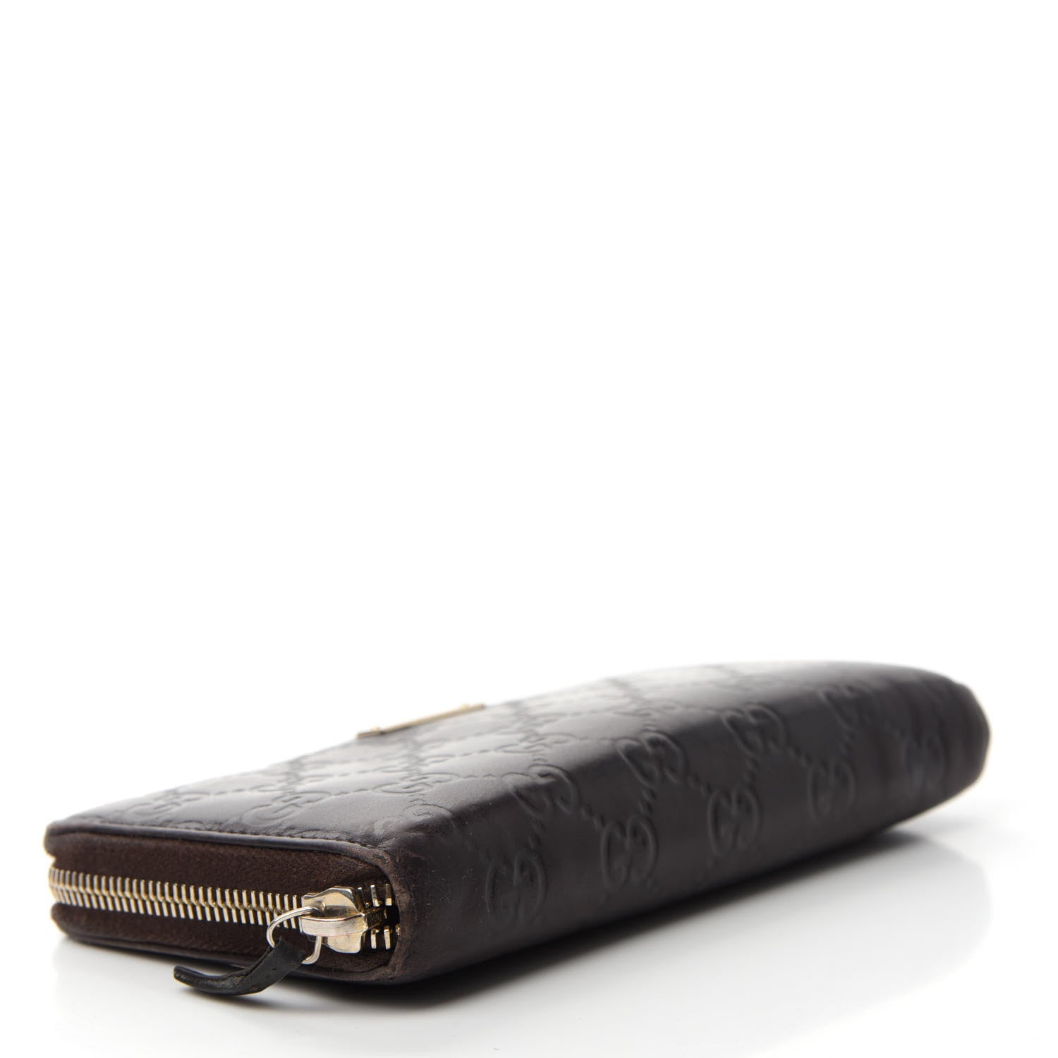 Gucci Guccissima Margaux Calfskin Metal Bar Zip Around Wallet Chocolate 4 of 11