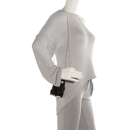 Judith Leiber Swarovski Crystal Cat Minaudiere Clutch Black Silver 2 of 8