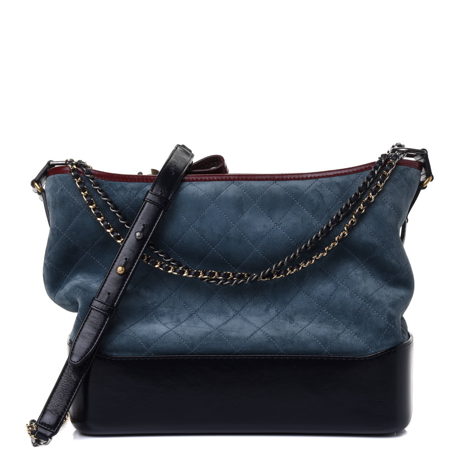 Chanel Suede Calfskin Quilted Large Gabrielle Hobo Blue 1 of 4
