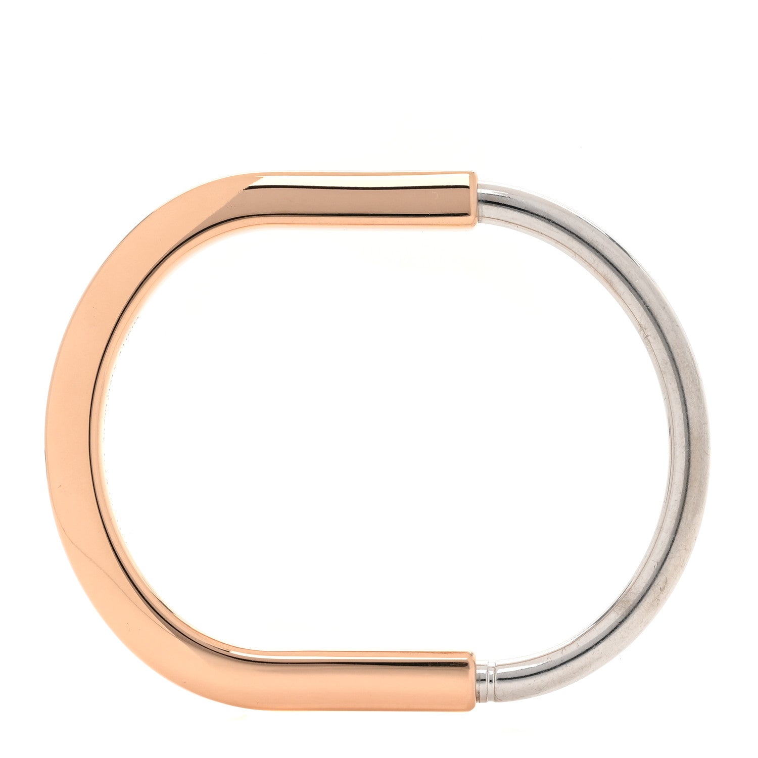 Tiffany 18K Rose White Gold Tiffany Lock Bangle Bracelet 3 of 5