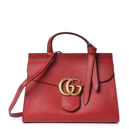 Gucci Calfskin Small GG Marmont Top Handle Bag Vulcanic Red 1 of 9