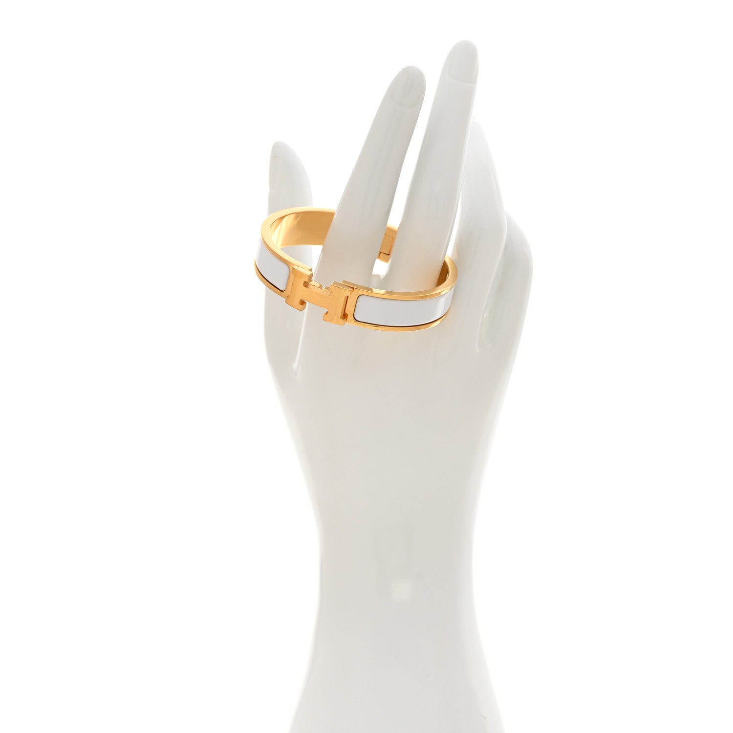 Hermes Enamel Narrow Clic Clac H Bracelet White 2 of 5