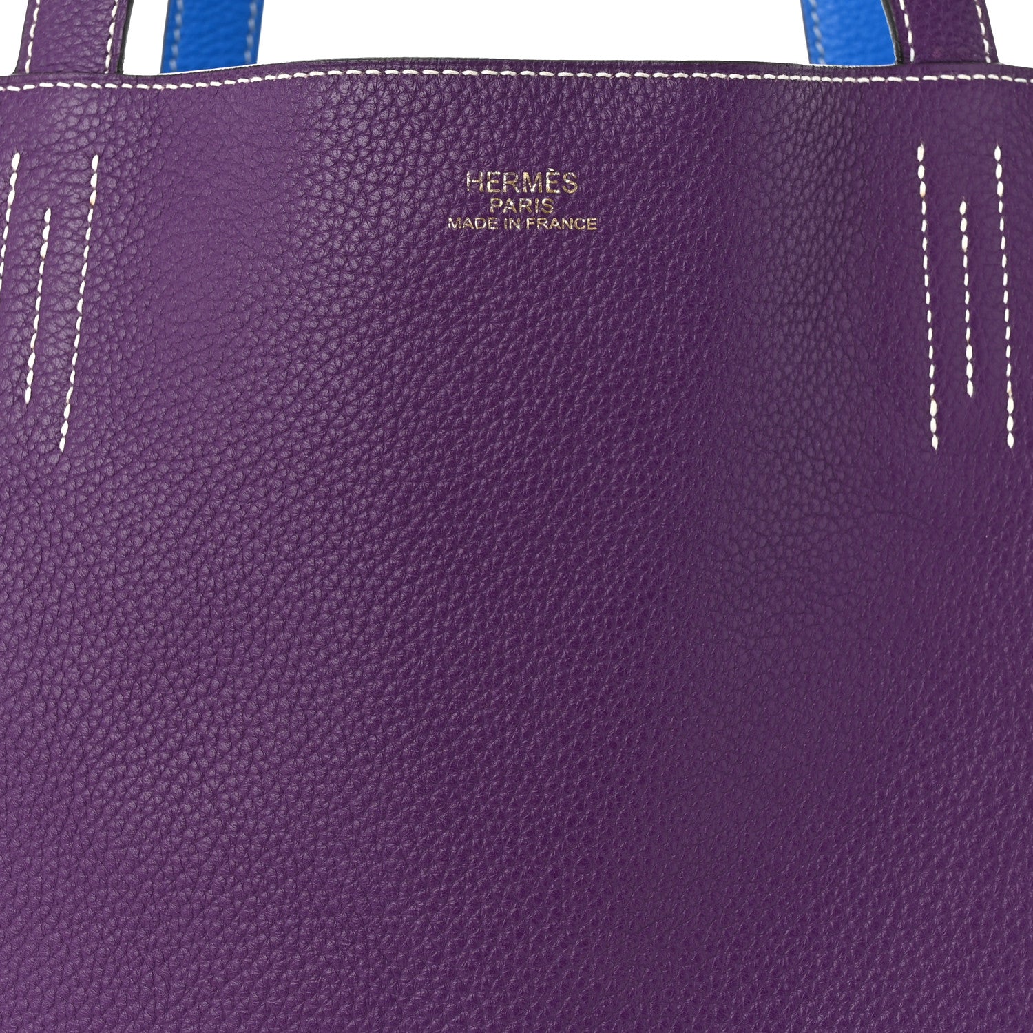 Hermes Taurillon Clemence Double Sens 45 Reversible Tote Bleu Zanzibar Ultraviolet 10 of 17
