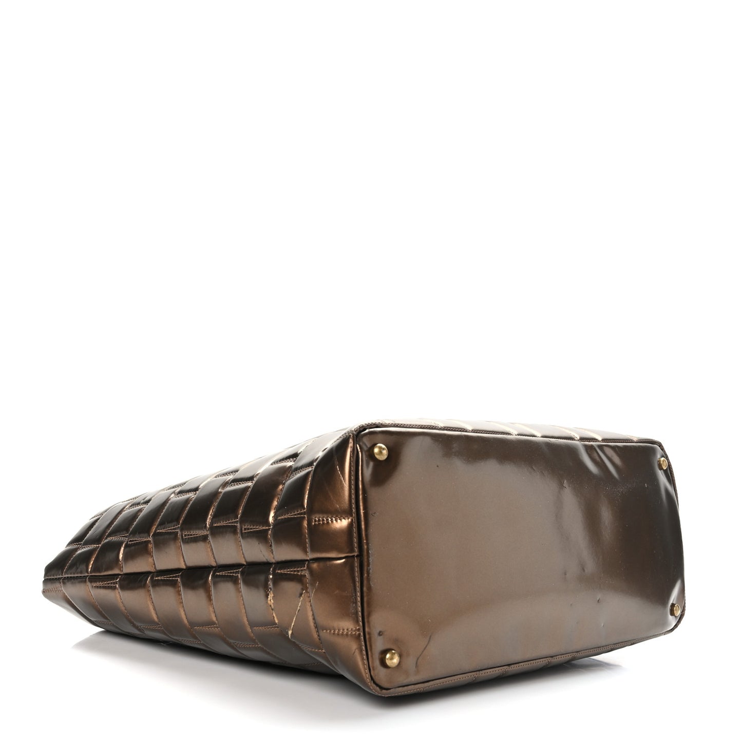 Vinyl Quilted Large Frozen Tote Bronze