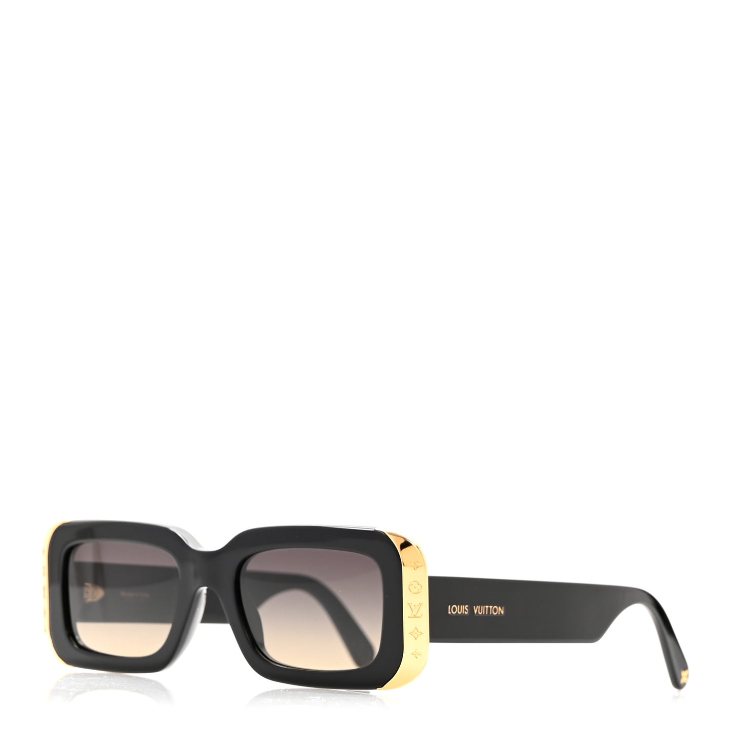 Acetate LV Moon Rectangle Sunglasses Black