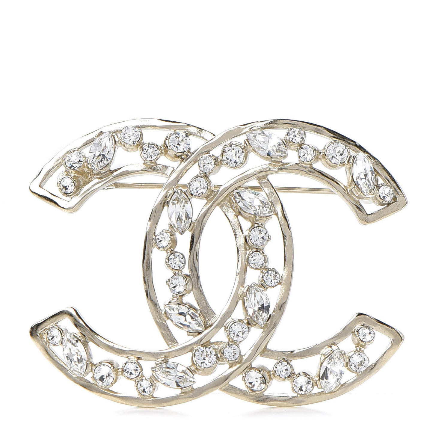 Crystal CC Brooch Light Gold