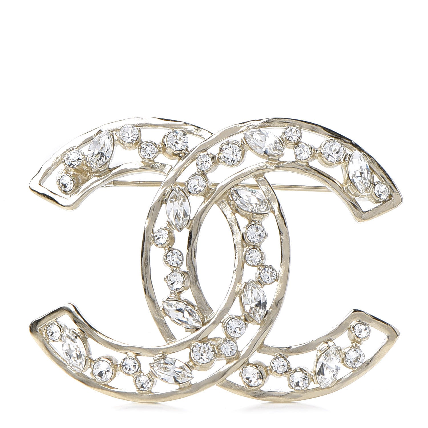 Chanel Crystal CC Brooch Light Gold 1 of 5