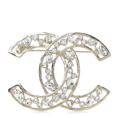 Chanel Crystal CC Brooch Light Gold 1 of 5