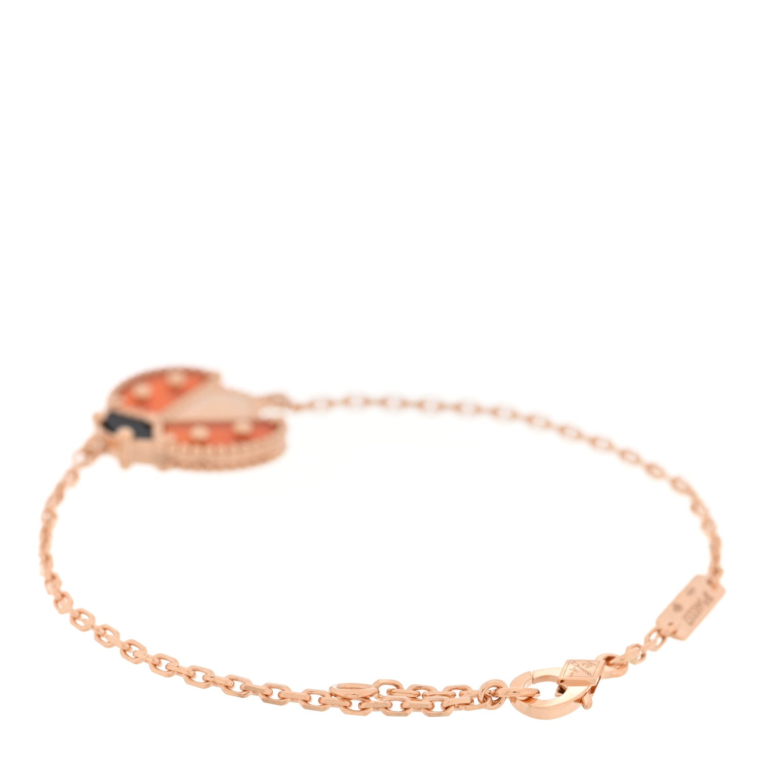 Van Cleef & Arpels 18K Rose Gold Carnelian Onyx Lucky Spring Open Wing Lady Bug Bracelet 2 of 4