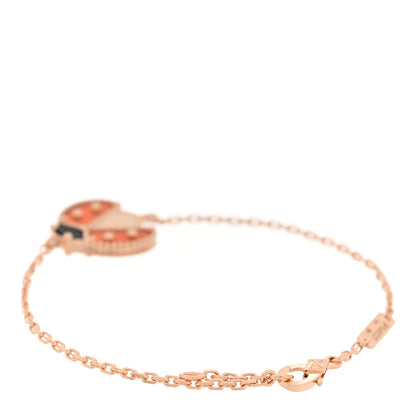 Van Cleef & Arpels 18K Rose Gold Carnelian Onyx Lucky Spring Open Wing Lady Bug Bracelet 2 of 4